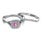 4 - Maisie  Prima 0.63 ctw Pink Sapphire (3.80 mm) Halo Bridal Set Ring 