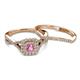 4 - Maisie  Prima 0.63 ctw Pink Sapphire (3.80 mm) Halo Bridal Set Ring 