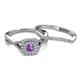 4 - Maisie  Prima 0.60 ctw Amethyst (3.80 mm) Halo Bridal Set Ring 