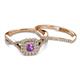 4 - Maisie  Prima 0.60 ctw Amethyst (3.80 mm) Halo Bridal Set Ring 