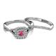 4 - Maisie  Prima 0.65 ctw Rhodolite Garnet (3.80 mm) Halo Bridal Set Ring 