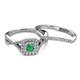 4 - Maisie  Prima 0.60 ctw Emerald (3.80 mm) Halo Bridal Set Ring 