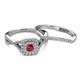 4 - Maisie  Prima 0.63 ctw Ruby (3.80 mm) Halo Bridal Set Ring 