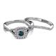 4 - Maisie  Prima 0.61 ctw London Blue Topaz (3.80 mm) Halo Bridal Set Ring 