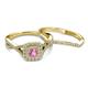 4 - Maisie  Prima 0.63 ctw Pink Sapphire (3.80 mm) Halo Bridal Set Ring 