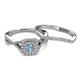 4 - Maisie  Prima 0.60 ctw Aquamarine (3.80 mm) Halo Bridal Set Ring 