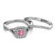 4 - Maisie  Prima 0.60 ctw Pink Tourmaline (3.80 mm) Halo Bridal Set Ring 