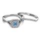 4 - Maisie  Prima 0.60 ctw Blue Topaz (3.80 mm) Halo Bridal Set Ring 