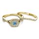 4 - Maisie  Prima 0.60 ctw Blue Topaz (3.80 mm) Halo Bridal Set Ring 