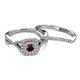4 - Maisie  Prima 0.65 ctw Red Garnet (3.80 mm) Halo Bridal Set Ring 