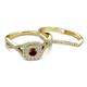 4 - Maisie  Prima 0.65 ctw Red Garnet (3.80 mm) Halo Bridal Set Ring 