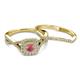 4 - Maisie  Prima 0.65 ctw Rhodolite Garnet (3.80 mm) Halo Bridal Set Ring 