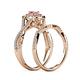 6 - Maisie  Prima 0.63 ctw Pink Sapphire (3.80 mm) Halo Bridal Set Ring 