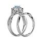 6 - Maisie  Prima 0.60 ctw Blue Topaz (3.80 mm) Halo Bridal Set Ring 