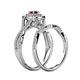 6 - Maisie  Prima 0.63 ctw Ruby (3.80 mm) Halo Bridal Set Ring 