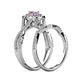 6 - Maisie  Prima 0.63 ctw Pink Sapphire (3.80 mm) Halo Bridal Set Ring 