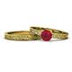 1 - Cael 0.95 ct Classic Ruby Solitaire Bridal Set Ring 