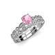 1 - Siena 1.12 ctw Pink Tourmaline (6.50 mm) Accented Natural Round Diamonds Marquise and Dot Shape Bridal Set Ring  