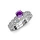 1 - Siena 1.12 ctw Amethyst (6.50 mm) Accented Natural Round Diamonds Marquise and Dot Shape Bridal Set Ring  