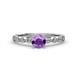 2 - Siena 1.12 ctw Amethyst (6.50 mm) Accented Natural Round Diamonds Marquise and Dot Shape Bridal Set Ring  