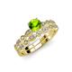 1 - Siena 1.35 ctw Peridot (6.50 mm) Accented Natural Round Diamonds Marquise and Dot Shape Bridal Set Ring  