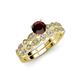 1 - Siena 1.30 ctw Red Garnet (6.50 mm) Accented Natural Round Diamonds Marquise and Dot Shape Bridal Set Ring  