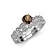 1 - Siena 1.25 ctw Smoky Quartz (6.50 mm) Accented Natural Round Diamonds Marquise and Dot Shape Bridal Set Ring  