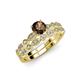 1 - Siena 1.25 ctw Smoky Quartz (6.50 mm) Accented Natural Round Diamonds Marquise and Dot Shape Bridal Set Ring  