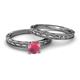 4 - Rachel 1.00 ct Classic Rhodolite Garnet (6.50 mm) Solitaire Bridal Set Ring  
