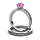 4 - Maren 0.95 ct Classic Pink Sapphire Solitaire Bridal Set Ring  