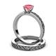 4 - Maren 0.87 ct Classic Pink Tourmaline Solitaire Bridal Set Ring  