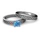6 - Maren 0.95 ct Classic Blue Topaz Solitaire Bridal Set Ring  