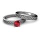 6 - Maren 0.95 ct Classic Ruby Solitaire Bridal Set Ring  