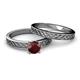 6 - Maren 1.05 ct Classic Red Garnet Solitaire Bridal Set Ring  