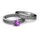 6 - Maren 0.87 ct Classic Amethyst Solitaire Bridal Set Ring  