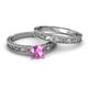 6 - Florie 0.95 ct Classic Pink Sapphire Solitaire Bridal Set Ring 