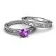 6 - Florie 0.87 ct Classic Amethyst Solitaire Bridal Set Ring 
