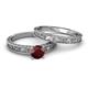 6 - Florie 1.05 ct Classic Red Garnet Solitaire Bridal Set Ring 