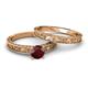 6 - Florie 1.05 ct Classic Red Garnet Solitaire Bridal Set Ring 