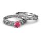6 - Florie 1.00 ct Classic Rhodolite Garnet Solitaire Bridal Set Ring 