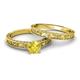 6 - Florie 0.95 ct Classic Yellow Sapphire Solitaire Bridal Set Ring 