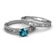 6 - Florie 0.95 ct Classic London Blue Topaz Solitaire Bridal Set Ring 