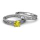 6 - Florie 1.00 ct Classic Yellow Diamond Solitaire Bridal Set Ring 