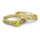 6 - Florie 1.00 ct Classic Yellow Diamond Solitaire Bridal Set Ring 