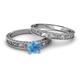 6 - Florie 0.95 ct Classic Blue Topaz Solitaire Bridal Set Ring 