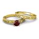 6 - Florie 1.05 ct Classic Red Garnet Solitaire Bridal Set Ring 
