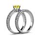 5 - Florie 1.00 ct Classic Yellow Diamond Solitaire Bridal Set Ring 