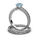 4 - Florie 0.87 ct Classic Aquamarine Solitaire Bridal Set Ring 