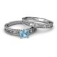 6 - Florie 0.87 ct Classic Aquamarine Solitaire Bridal Set Ring 