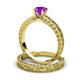 4 - Florie 0.87 ct Classic Amethyst Solitaire Bridal Set Ring 